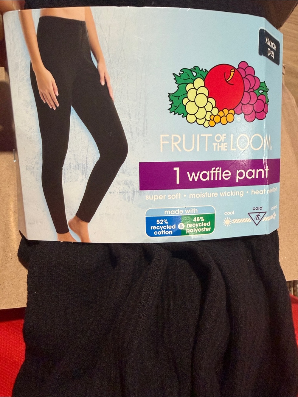Fruit of the Loom Kids Black Waffle Leggings